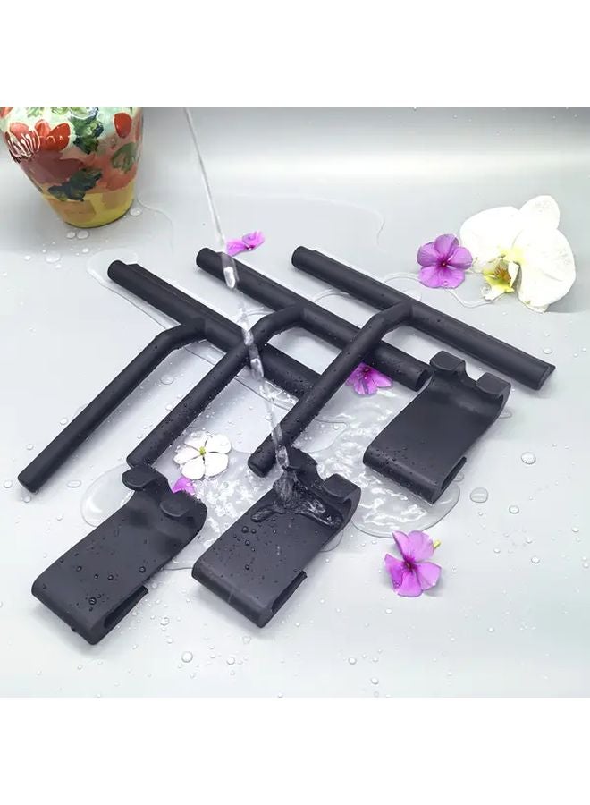 كاشطة السيليكون السوداء مع خطاف لتنظيف زجاج السيارات والنوافذ وأبواب الحمام - Image 1